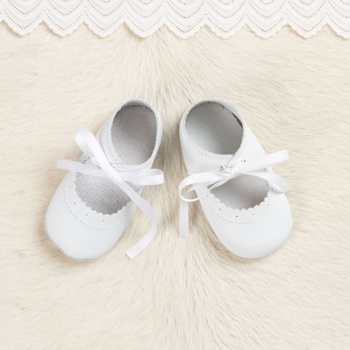 Chausson Bébé Ballerine Cuir - Clémence Blanc