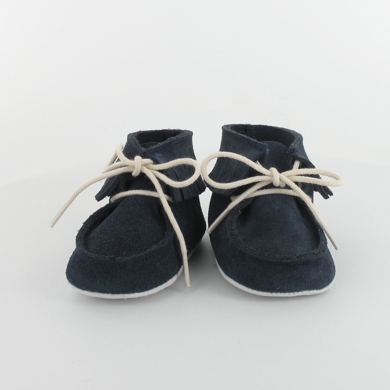 Baby Leather Fringed Booties Dolmen Navy Blue - Main Image
