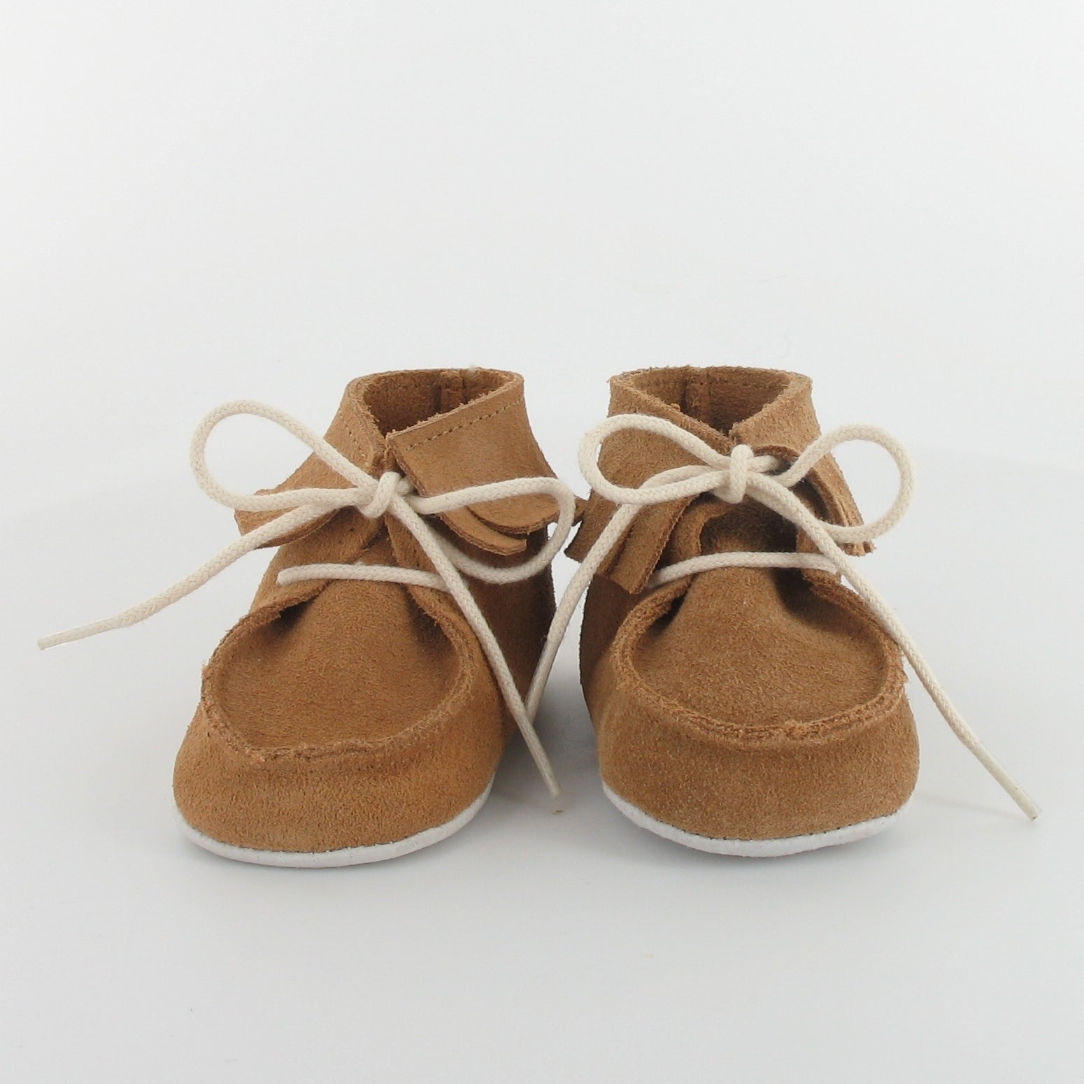 Leather Baby Booties with Fringes Dolmen Camel