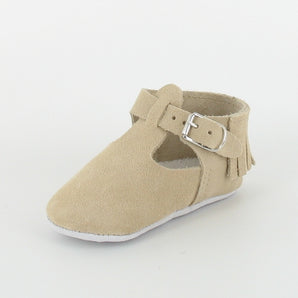 Chausson Bébé Salomé à franges - Croiseur Beige