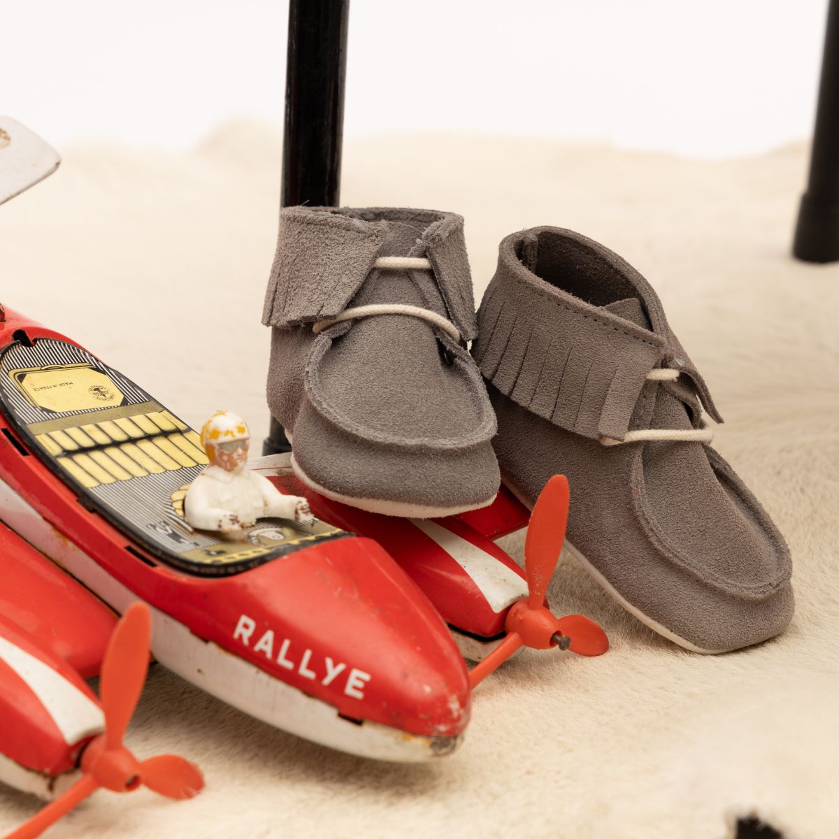 Chausson Bébé Cuir à Franges Dolmen Gris – Le Petit Fils du